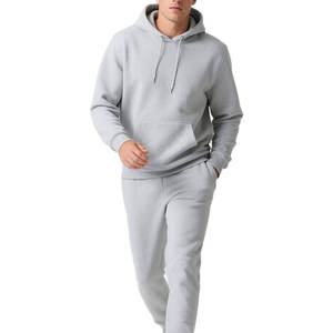 Ensemble de jogging en molleton gris chiné personnalisé pour homme, avec sweat à capuche et pantalon de jogging |   Survêtement streetwear oversize 100% coton, vierge, vente en gros - Product Image 6