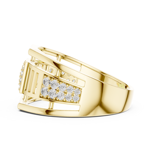 Round Cut Lab Grown <b>Diamond</b> <b>Ring</b> DEF VVS 18K 14K Yellow Gold Grid shaped Band Wedding <b>Ring</b> For Men's Fine Jewelry Wholesale - Product Image 5