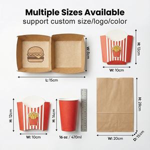 Juego de Empaques Personalizados para Hamburguesas, Cajas para Comida Rápida Resistentes a la Grasa con Logotipo Impreso en UV, Bolsas Desechables para Llevar, Vasos para Papas Fritas, Caja para Pollo - Product Image 2