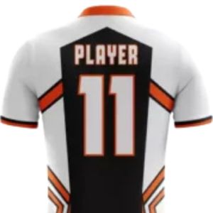 White & Black Soccer <b>Kit</b> Set with Orange Accents Short Sleeve Football Jersey and Shorts Breathable Team Uniform for Match <b>Train</b> - Product Image 5