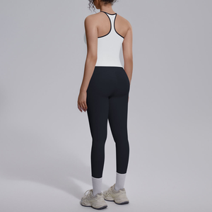Ensemble de yoga 2 pièces sans bretelles, col carré, taille haute, longueur intégrale, sans couture, respirant, léger, imprimé, vêtements de sport - Product Image 6