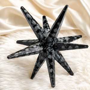 Obsidienne Flocon de Neige Naturelle, Étoile de Merkaba à 12 Pointes, Pierre Polie Écologique, Vente en Gros de Pierres Précieuses Feng Shui - Product Image 5