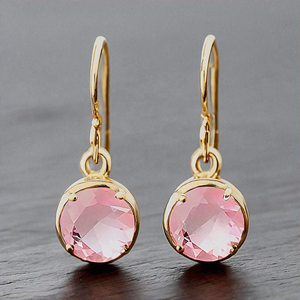 Pendientes recién llegados con piedras preciosas Rosas y Plata de Ley 925 chapada en oro de 18 quilates para mujer - Product Image 3