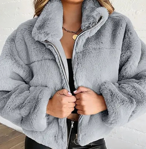 Women's 2024 Winter Sherpa Fleece Fox Fur Reversible Turtleneck Coat Regular Breathable Faux Fur Cashmere Waterproof Linen Silk - Product Image 5