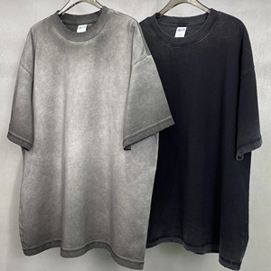 เสื้อยืดผู้ชายฤดูร้อน ล้างสีแบบแอซิด รับผลิตแบบ OEM ODM เสื้อยืดผู้ชายผ้าฝ้าย 100% สกรีนโลโก้ตามสั่ง เสื้อยืดแขนสั้นแบบยูนิเซ็กซ์ - Product Image 3