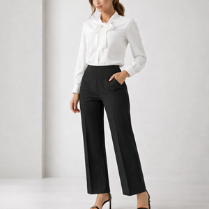 High Selling Women's <b>Pull</b>-On Pencil Pants Button High Waist Anti-Wrinkle Summer Casual <b>Bow</b> Custom Colours Logo Plain Dyed - Product Image 1
