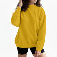 Sweat-shirts à col montant en molleton de coton de haute qualité, coupe ample, manches longues, logo brodé personnalisé, vêtements pour femmes