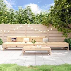 Ensemble de salon de jardin modulaire moyen en bois naturel de pin massif pour l'amusement en plein air - Product Image 1