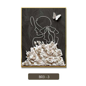Peinture murale florale en soie de haute qualité, représentant une femme et des fleurs, art décoratif moderne, OEM ODM, origine Vietnam, modèle BR3 - 3 - Product Image 1