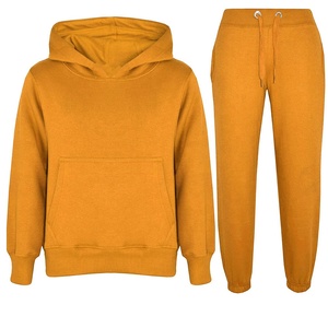 Girls <b>Pink</b> Hooded <b>Sweatshirt</b> And Joggers Set Solid Color Casual Tracksuit Full Sleeve Autumn Wear - Product Image 4