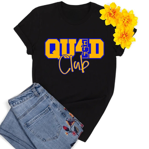 เสื้อยืด SGRHO Quad Club สีดำ เสื้อยืดสตรีแขนสั้นลำลองลายตัวอักษรกรีก เสื้อ Sigma Gamma Rho สำหรับนักศึกษา  แบบสั่งทำพิเศษ - Product Image 1