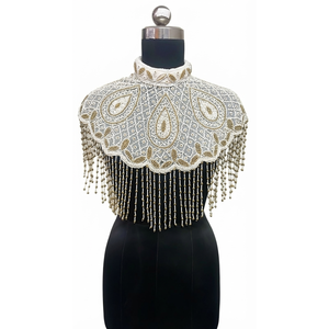 Capa de Nylon de Lujo Ellora con Cuentas Bordadas y Borlas Decorativas para Vestidos de Novia y Trajes de Noche - Product Image 1