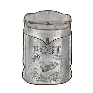 Antiqued Red Metal Mailbox Embossed Bird Wreath <b>Post</b> Brass Lid <b>Wall</b> Mount Outdoor Letter <b>Box</b> Cottagecore Home Garden Decor - Product Image 4