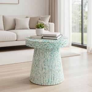 Mesa con Incrustaciones de Hueso de ILAHI, Diseño Moderno con Detalles de Ágata, Almacenamiento Portátil, Muebles para el Hogar - Product Image 3