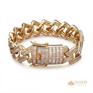 Bracelet en Moissanite Plaqué Or, Bijou Tendance, Bracelet à Maillons Floraux pour Femme et Homme, Cadeau Élégant, Style Joaillerie Fine de New York - Product Image 1