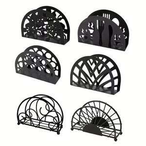 Support décoratif pour mouchoirs en métal, antidérapant, facile à transporter, support décoratif pour serviettes, noir, revêtement poudré - Product Image 4