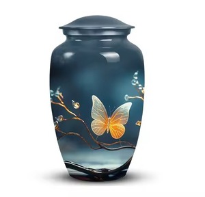 Ailes d'Ange et Coeur Urne de Crémation Métal Solide Perle Argentée Ailes d'Ange Amoureuses Urne Funéraire Artisanale Adulte avec Sac - Product Image 5