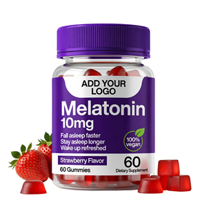 Gummies véganes à la mélatonine 10mg saveur fraise, fournisseur en gros OEM sous marque privée - Product Image 1