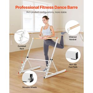 Barra da Ballet Portatile Autoportante da 3 Piedi, Attrezzatura per Fitness Domestico per Braccia, Addominali e Cardio, Facile da Usare - Product Image 3