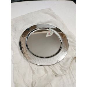 Assiette de présentation de luxe en argent perlé 13'' - Assiette de service ronde métallique pour hôtel, restaurant, fête et décoration de table fine - Product Image 1