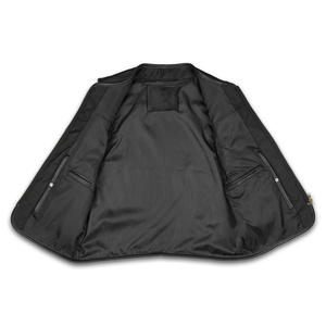 Gilet en cuir véritable pour homme de qualité supérieure, style motard, fermeture éclair, sans col, couleur unie, vêtement d'extérieur d'automne, longueur standard - Product Image 4
