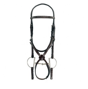 Brida de caballo mexicana de cuero acolchado ecuestre de cuero genuino cómodo y duradero - Product Image 1
