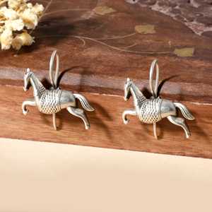 Pendientes Largos de Plata Fina Meera Jaipur Marvaar - Product Image 2