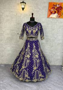 Elegante Lehenga Choli Azul – Traje Nupcial Bordado con Dupatta para Boda y Recepción - Product Image 5