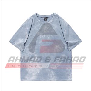 T-shirt à manches courtes pour homme, coupe ample, tie-dye, coton, col rond, motif logo sur le devant, coupe classique - Product Image 1