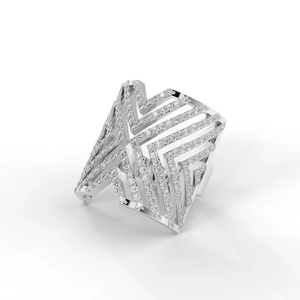 Women's Vector <b>Cocktail</b> Geometric Minimalist Open Curve <b>Ring</b> with 18K White <b>Gold</b> Plating Lab Created Diamond Accents - Product Image 5