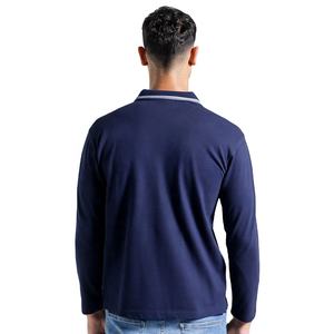 Haute qualité à la mode hommes à manches longues Polo coton Poly mélange doux tissu bouton col coupe classique hommes Polo pour tenue décontractée - Product Image 4