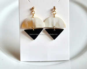 Sustainable Buffalo Horn Stud <b>Earrings</b> Minimalist Natural Design Trendy Women's Fashion Jewelry for Anniversary Occasion FWE - Product Image 4