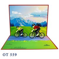 Carte Pop-up 3D Kirigami Fleurs de Vélo 150x150mm, Carte de Vœux Personnalisable en Papier Fait Main avec Fleurs Colorées, Cadeau Souvenir Vietnam