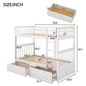 Letto a Castello Convertibile Bianco con Cassetti per Bambini, Vecchio SKU SM000240AAK 1 - Product Image 5