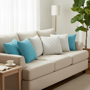 SOGA 6PC 45cm Taies d'oreiller ondulées festonnées, 3 housses décoratives douces menthe et 3 housses décoratives blanches pures pour canapé et chambre à coucher - Product Image 2