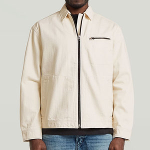 Veste coupe-vent zippée beige pour homme, style coach, décontractée, légère, pour l'automne, streetwear, vêtement d'extérieur - Product Image 1