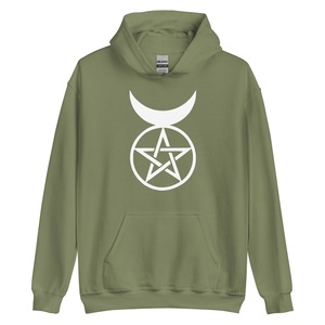 Sweat-shirt à capuche brodé 100 % coton, coupe-vent et respirant, motif Dieu cornu Wicca Néo-paganisme pour homme - Product Image 1