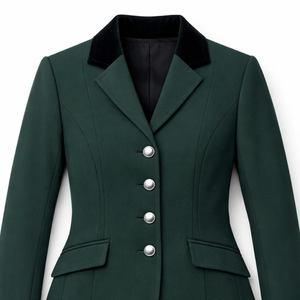 Chaqueta de Equitación Verde de Lujo - Abrigo para Montar a Caballo con Cuello de Terciopelo - Blazer Profesional para Salto Ecuestre - Product Image 2