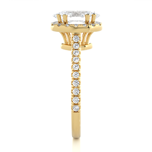 Bague Halo en Diamant de Laboratoire Certifié IGI, Coupe Ovale, Or Jaune Massif 18K, Bijoux de Fiançailles Ethniques pour Femmes - Product Image 4