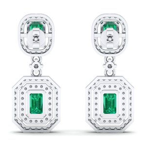 REYES Elegance - Pendientes Colgantes de Oro de 14K con Diamantes, Esmeralda Verde de 4.24 Quilates Cultivada en Laboratorio, Calidad Premium, para Mujer - Product Image 4