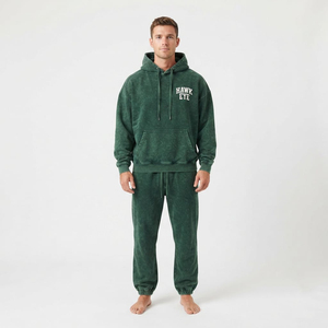 Conjunto de Sudadera con Capucha Oversize de Corte Relajado y Lavado Ácido para Hombre con Bolsillo Canguro y Hombros Caídos, y Pantalones de Chándal a Juego - Product Image 1