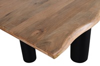 Table à manger rectangulaire pliable en bois de manguier massif fait main avec bord naturel, pieds noirs de style industriel, pour cuisine, maison, hôtel
