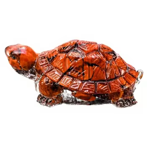 Figura de tortuga de jaspe rojo hecha a mano, orgonita, cristal, Feng Shui, decoración para el hogar, regalo, resina, piedra preciosa. - Product Image 1