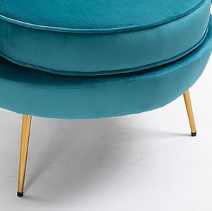 Premium Velvet Shell <b>Sofa</b> Chair with Upholstered Cushion and <b>Gold</b> Metal Frame Design - Product Image 5
