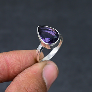 Gorgeous Hot Selling Faceted Amethyst <b>Ring</b> Handmade <b>925</b> Sterling <b>Silver</b> Plated Pear Luxury Premium Grade Vintage Jewelry - Product Image 2
