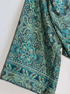 Vestido de seda para mujer, Blusa de seda con volantes para mujer, Top de seda, Camisa de seda, Vestido estampado de seda, Blusa estilo occidental, Blusa de playa - Product Image 3
