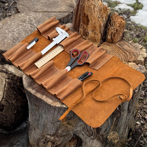 Wholesale handmade leather <b>tool</b> <b>roll</b> organizer bags supplier custom logo export quality portable storage custom export quality - Product Image 1