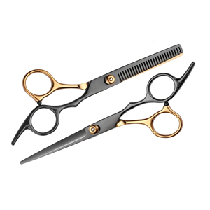 Kit de ciseaux à effiler professionnels de qualité supérieure en acier inoxydable 4Cr13, ciseaux pour droitiers, peigne, revêtement coloré pour usage en salon - Product Image 2