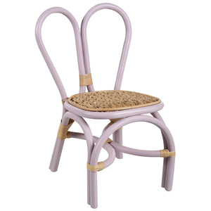 Chaise pour enfants de style scandinave avec siège en rotin et dossier fendu, couleur lavande, pour les chambres d'enfants - Product Image 3
