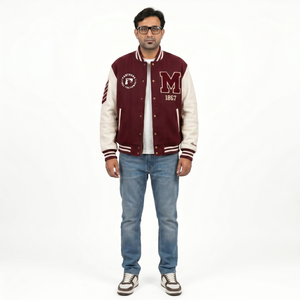Premium Custom <b>Men's</b> 3XL Wool <b>Leather</b> Varsity <b>Jacket</b> 550GSM Melton Vintage Collegiate Letterman Coat OEM Sialkot Manufacturer - Product Image 1